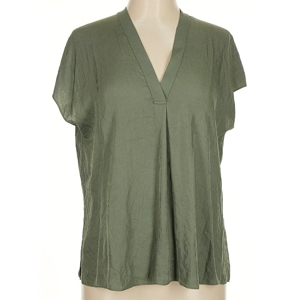 Vince Deep Green V-Neck Blouse Medium